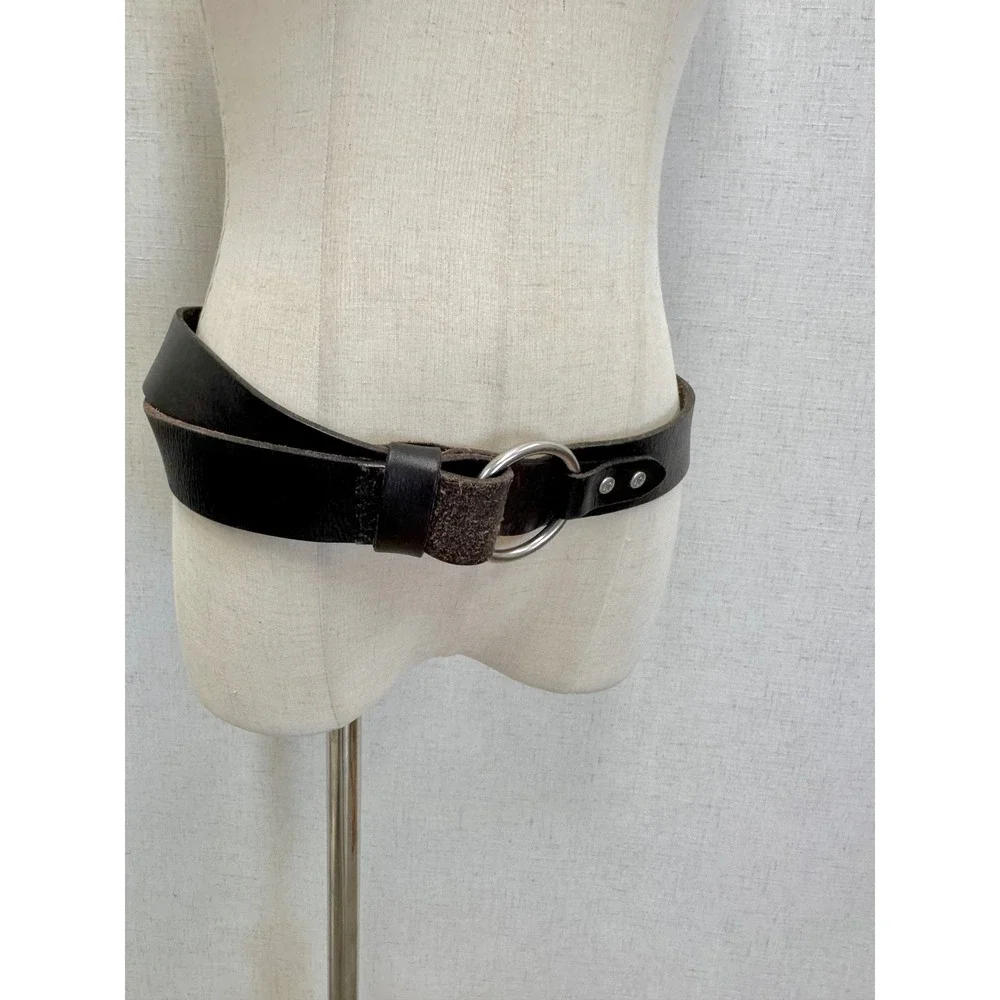 Lauren Ralph Lauren Dark‎ Brown Genuine Leather O-Ring Buckle Belt Womens Large